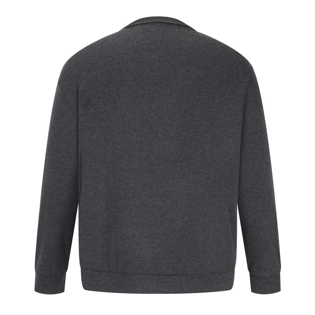 Casual 1/4 Zip Pola Sweatshirt Tops for Men plus Size Spring Trendy Long Sleeve Velvet Warm Sweater Coat Solid Color Big and Tall Loose Regular Fitted Thin Jackets #01-Gray M