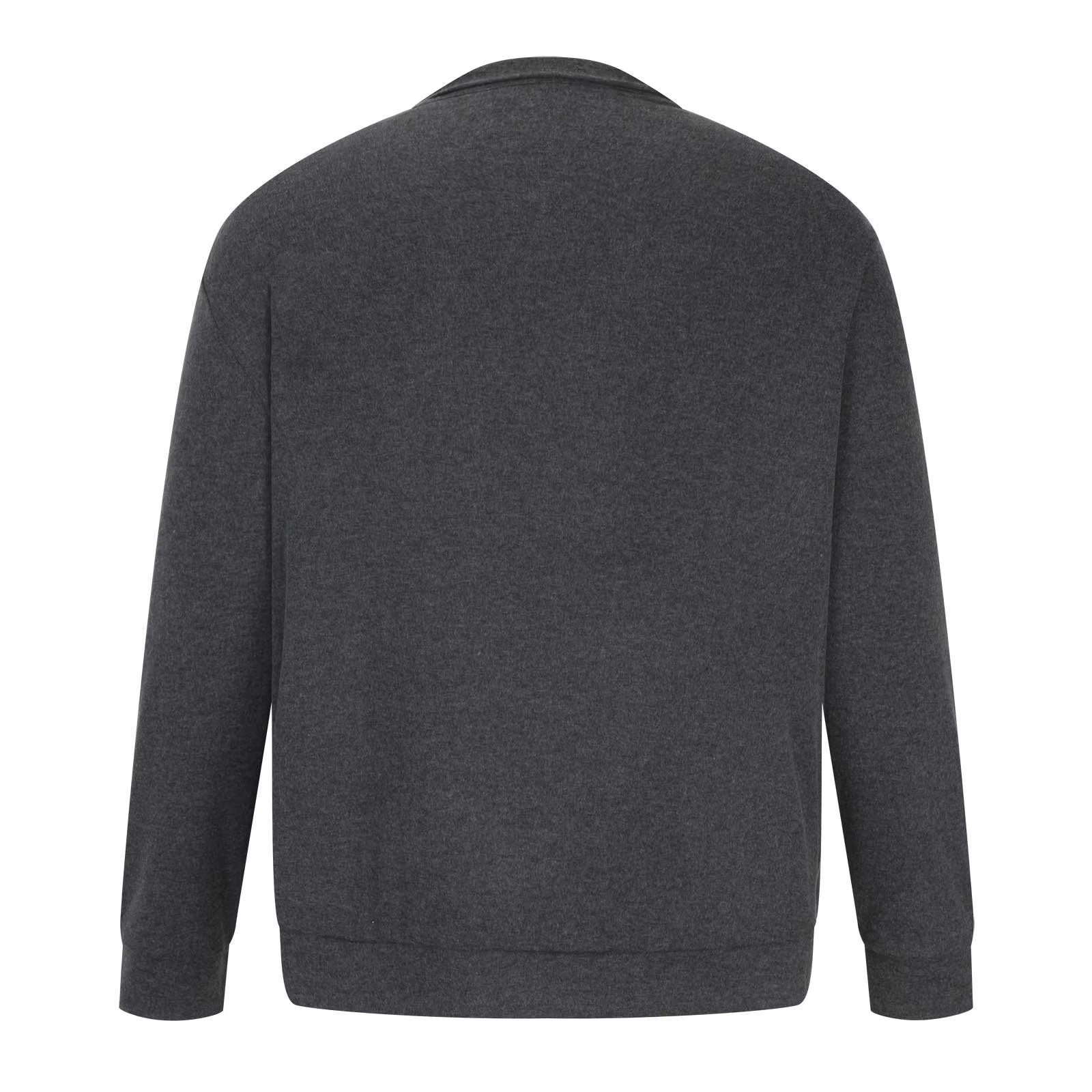 Casual 1/4 Zip Pola Sweatshirt Tops for Men plus Size Spring Trendy Long Sleeve Velvet Warm Sweater Coat Solid Color Big and Tall Loose Regular Fitted Thin Jackets #01-Gray M