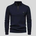 Men'S Ribbed Top with High Zip Neck Sweater