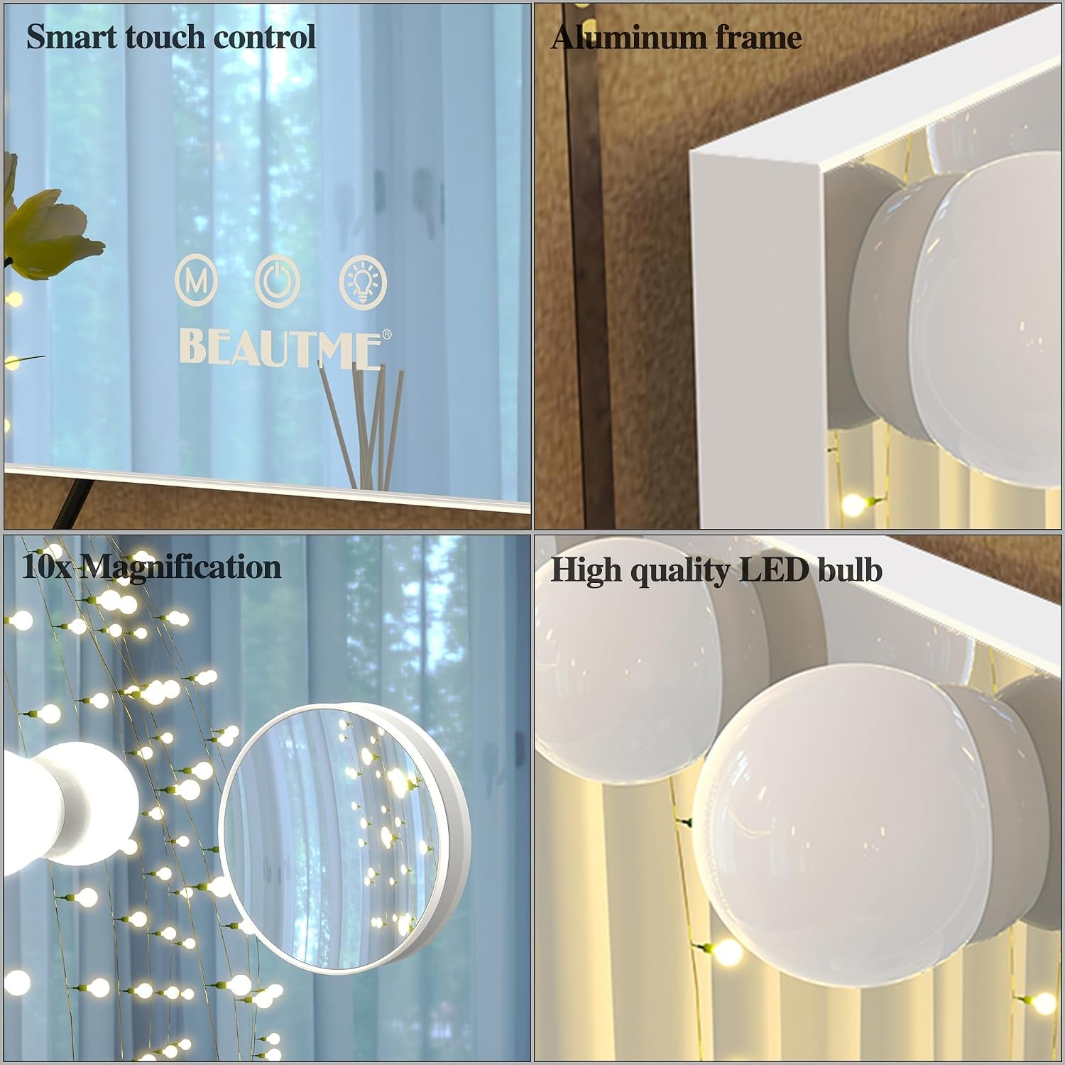 Vanity Mirror with Lights, Touch Control, 28.3 X 21.3 Inch White