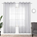 Silver Sheer Curtains, Luxury Curtain for Living Room Bedroom, Light Grey Grommet Backdrop Curtains for Party, 52 X 84 Inch Length, 2 Panels Set, Gray