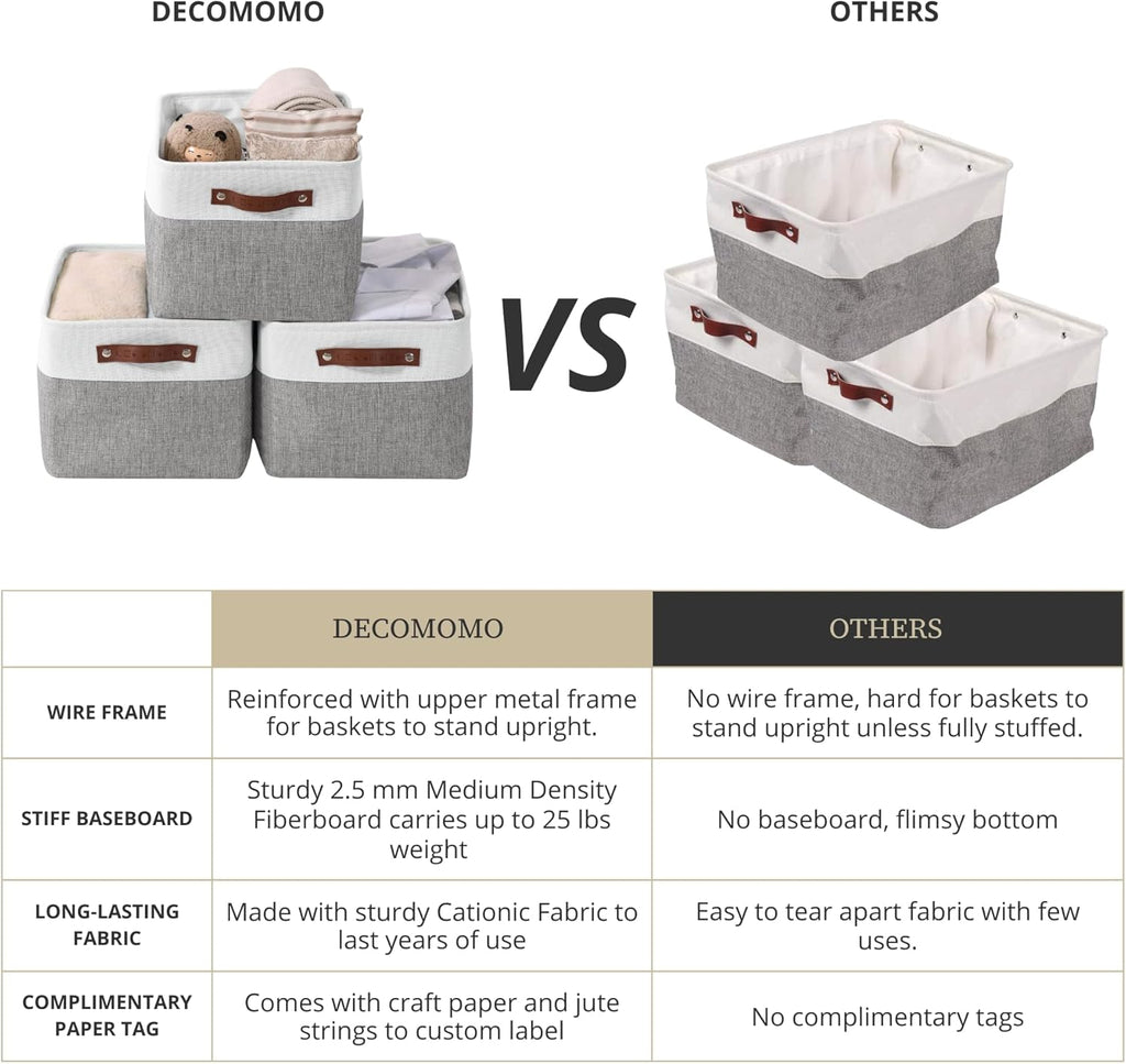 Storage Bins, Large Fabric Storage Baskets for Shelves 4 Pack
