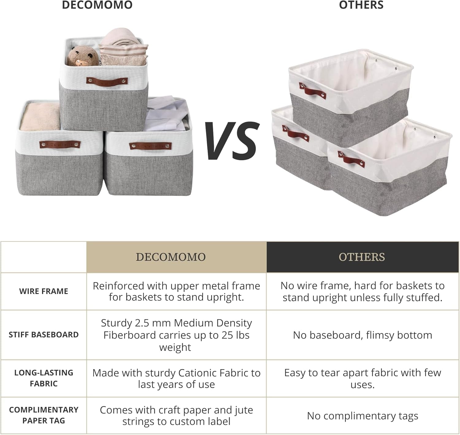 Storage Bins, Large Fabric Storage Baskets for Shelves 4 Pack