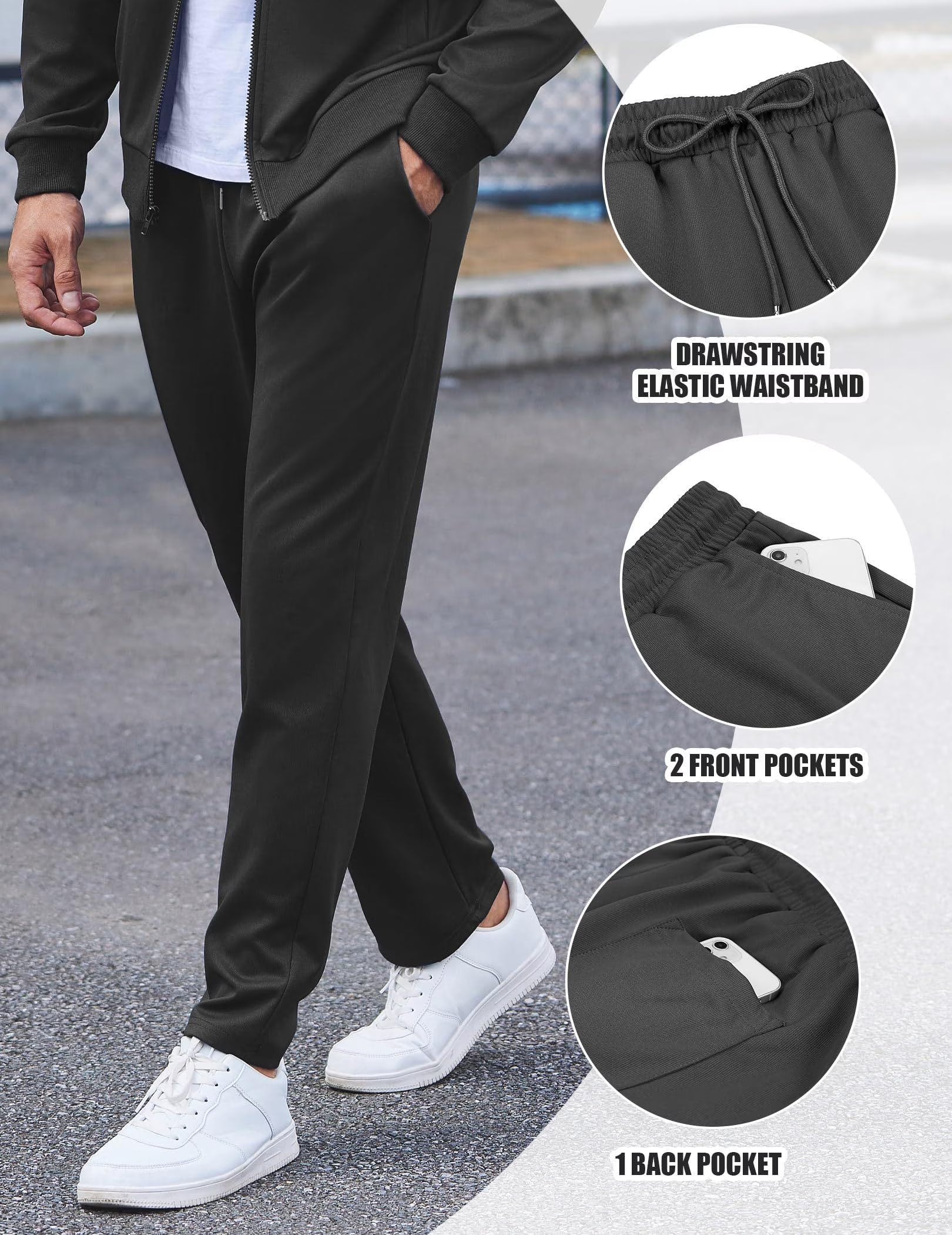Mens Jogger Sets Casual Full Zip Jogging Sweat Suit Workout Sports Set Sportswear Gym Track Suit