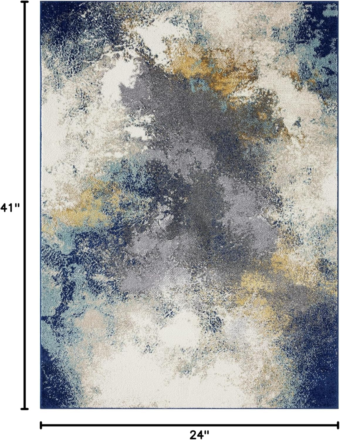 Modern Abstract Medium Pile Area Rug Blue 2X3