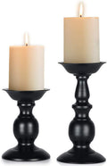 Black Candle Holder for Pillars: Rustic Metal Candle Stands Set