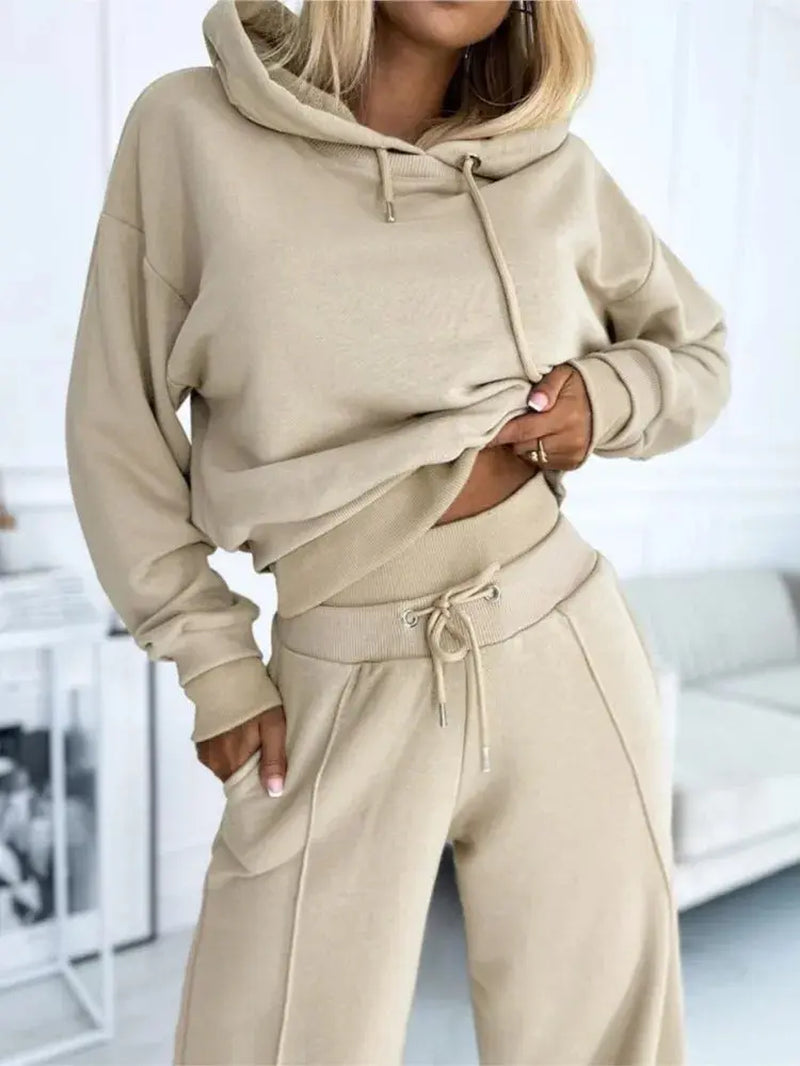Hoodie and Drawstring Trousers Lounge Set for Women