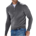 Casual 1/4 Zip Pola Sweatshirt Tops for Men plus Size Spring Trendy Long Sleeve Velvet Warm Sweater Coat Solid Color Big and Tall Loose Regular Fitted Thin Jackets #01-Gray M