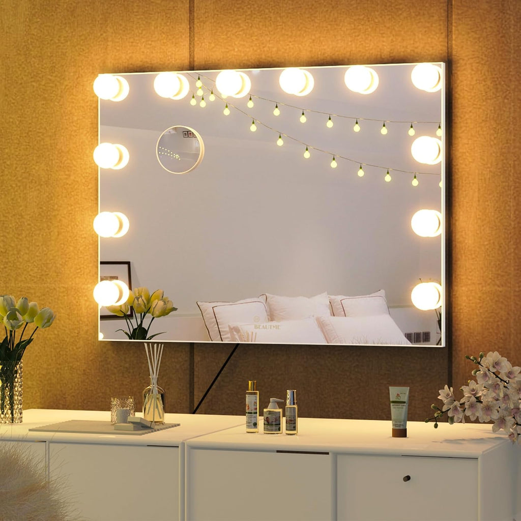 Vanity Mirror with Lights, Touch Control, 28.3 X 21.3 Inch White