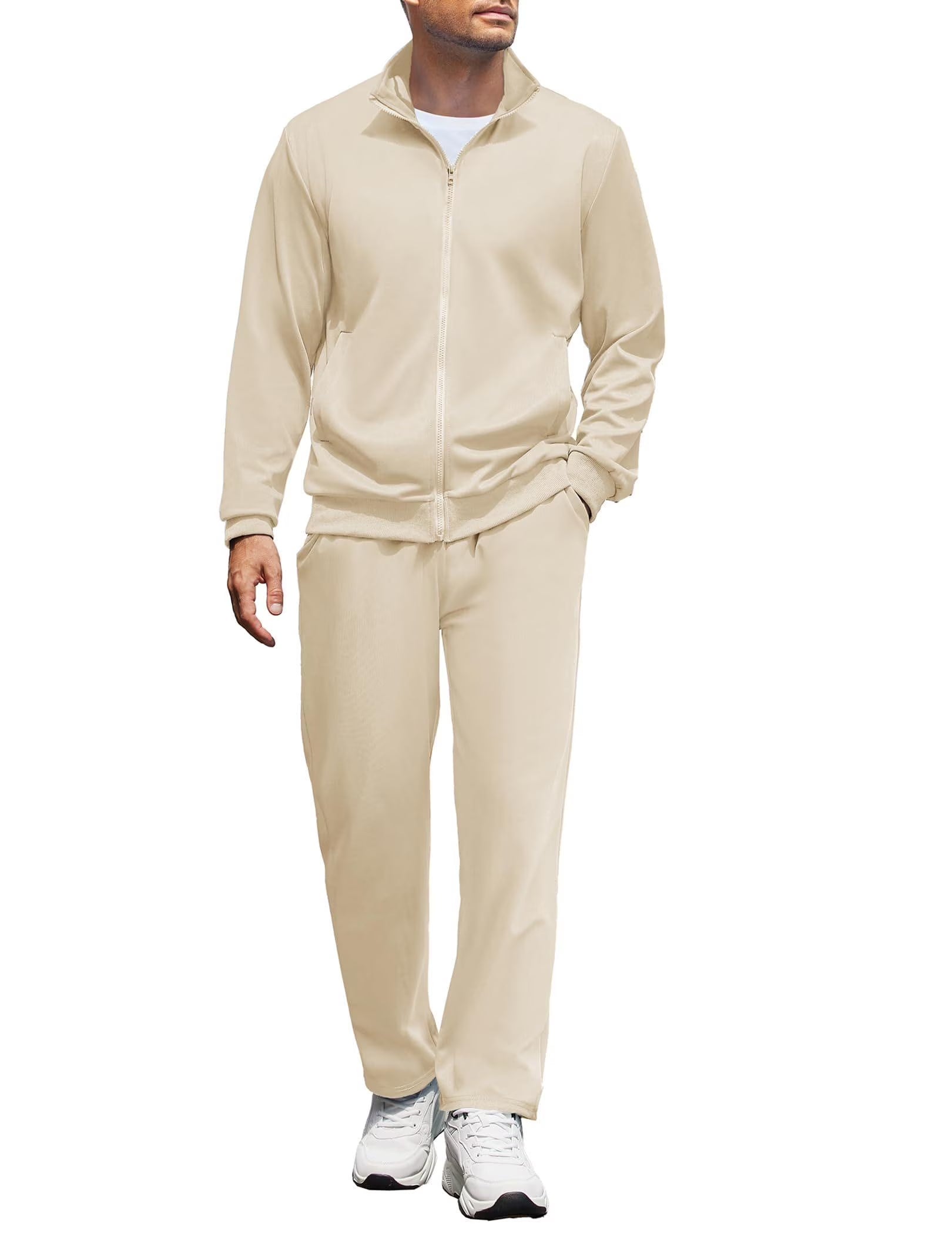 Mens Jogger Sets Casual Full Zip Jogging Sweat Suit Workout Sports Set Sportswear Gym Track Suit