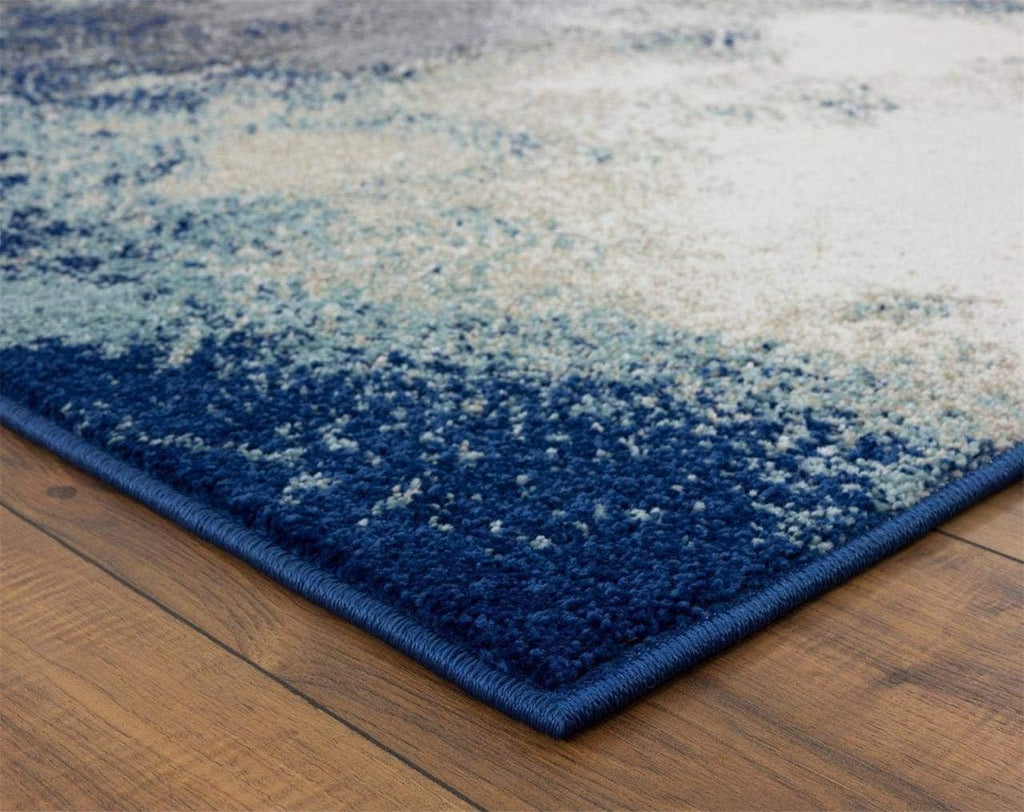 Modern Abstract Medium Pile Area Rug Blue 2X3