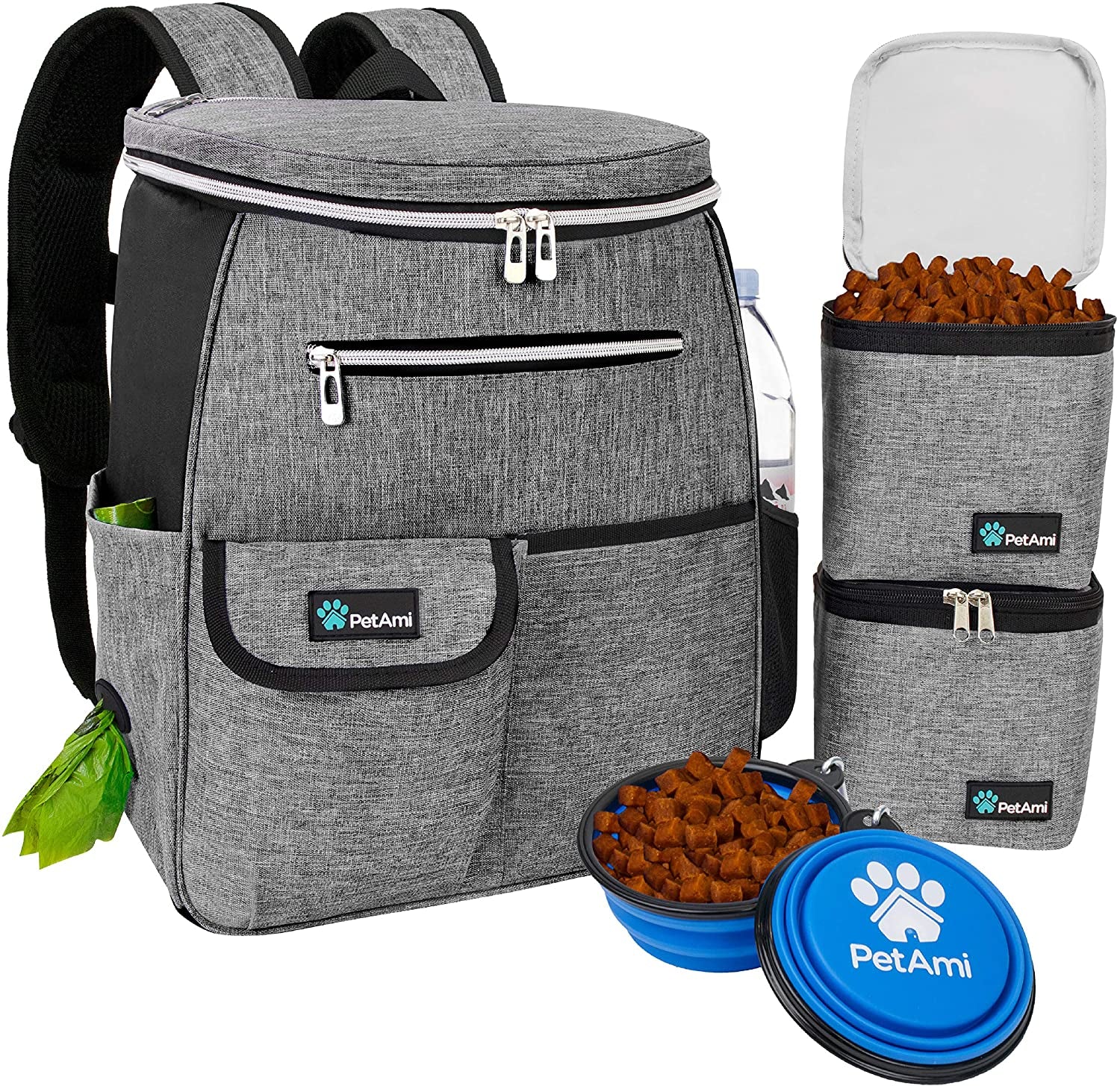 Dog Travel Backpack 27L Airline Approved Pet Supplies Bag, Gray