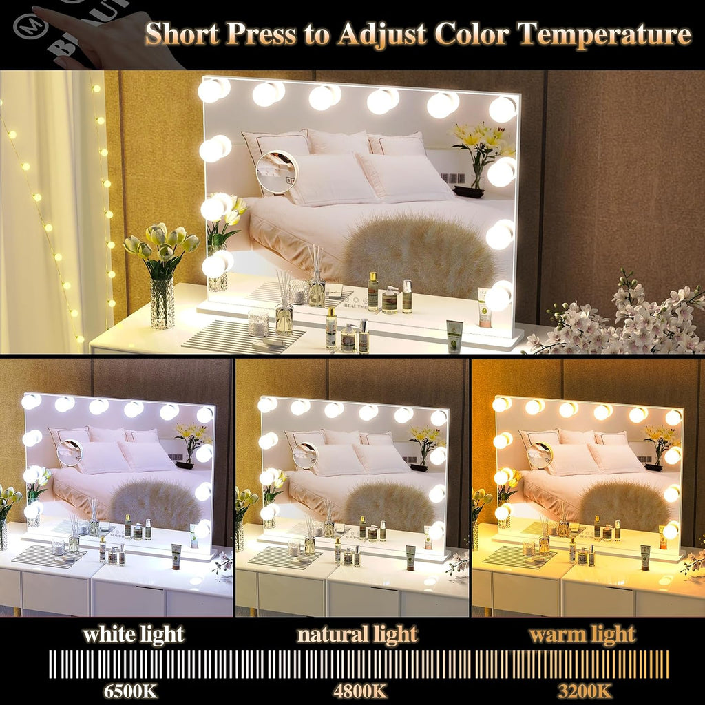 Vanity Mirror with Lights, Touch Control, 28.3 X 21.3 Inch White