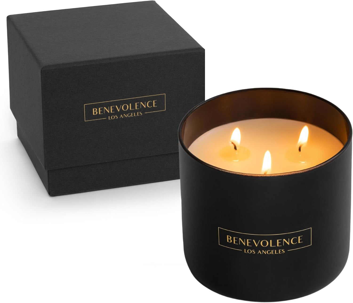 Premium Bergamot & Jasmine Large 3-Wick Scented Candle – 45-Hour Burn – Luxury Natural Soy Candle for Home – Aromatherapy & Room Decor – 14.5Oz