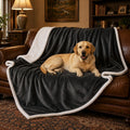Dog Blankets for Large Dogs, Soft Fluffy Fleece Pet Blankets for Couch, Sofa, Dog Beds, Car Seats, Creat, Washable, 50X60 Inches, Black