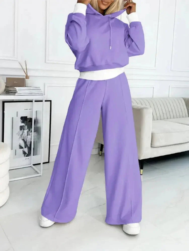 Hoodie and Drawstring Trousers Lounge Set for Women