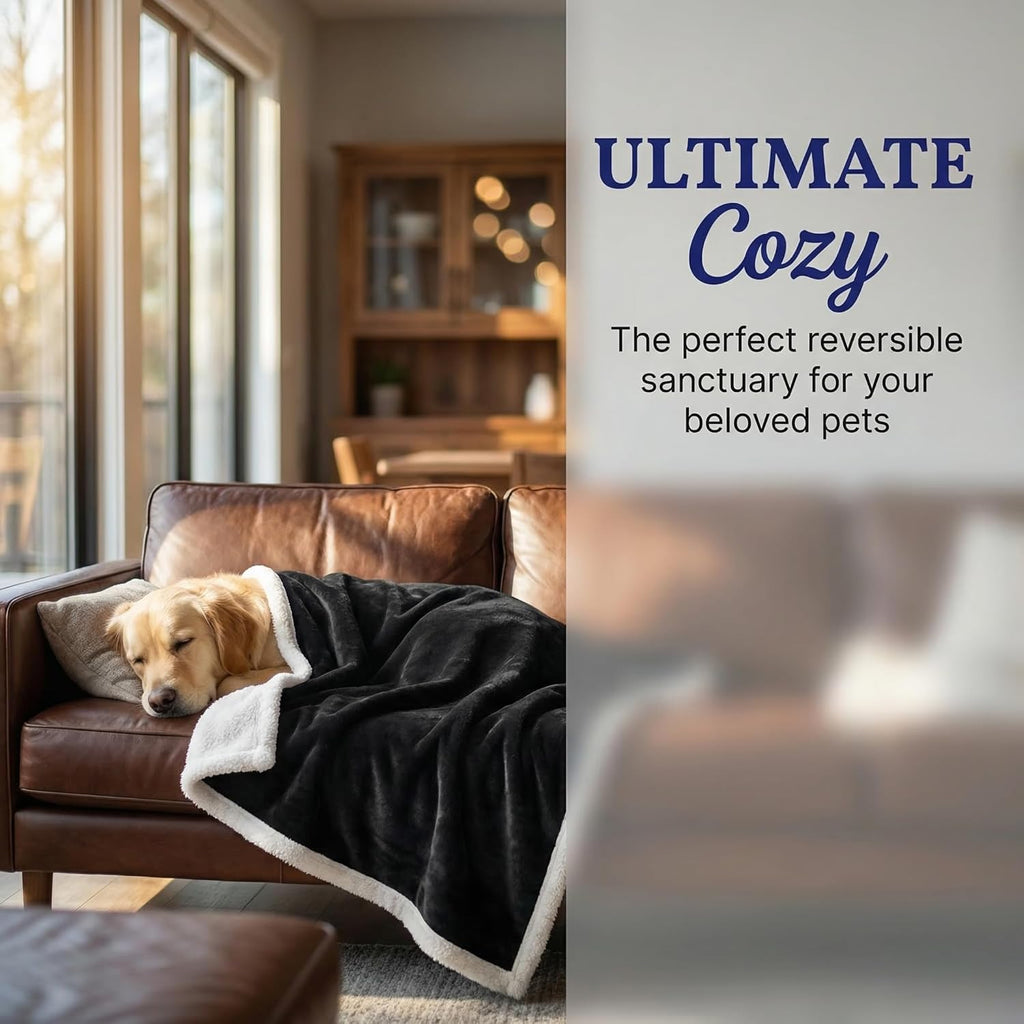 Dog Blankets for Large Dogs, Soft Fluffy Fleece Pet Blankets for Couch, Sofa, Dog Beds, Car Seats, Creat, Washable, 50X60 Inches, Black