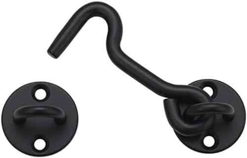 4" Privacy Hook and Eye Gate Door Latch, Easy Barn Door Lock, Black