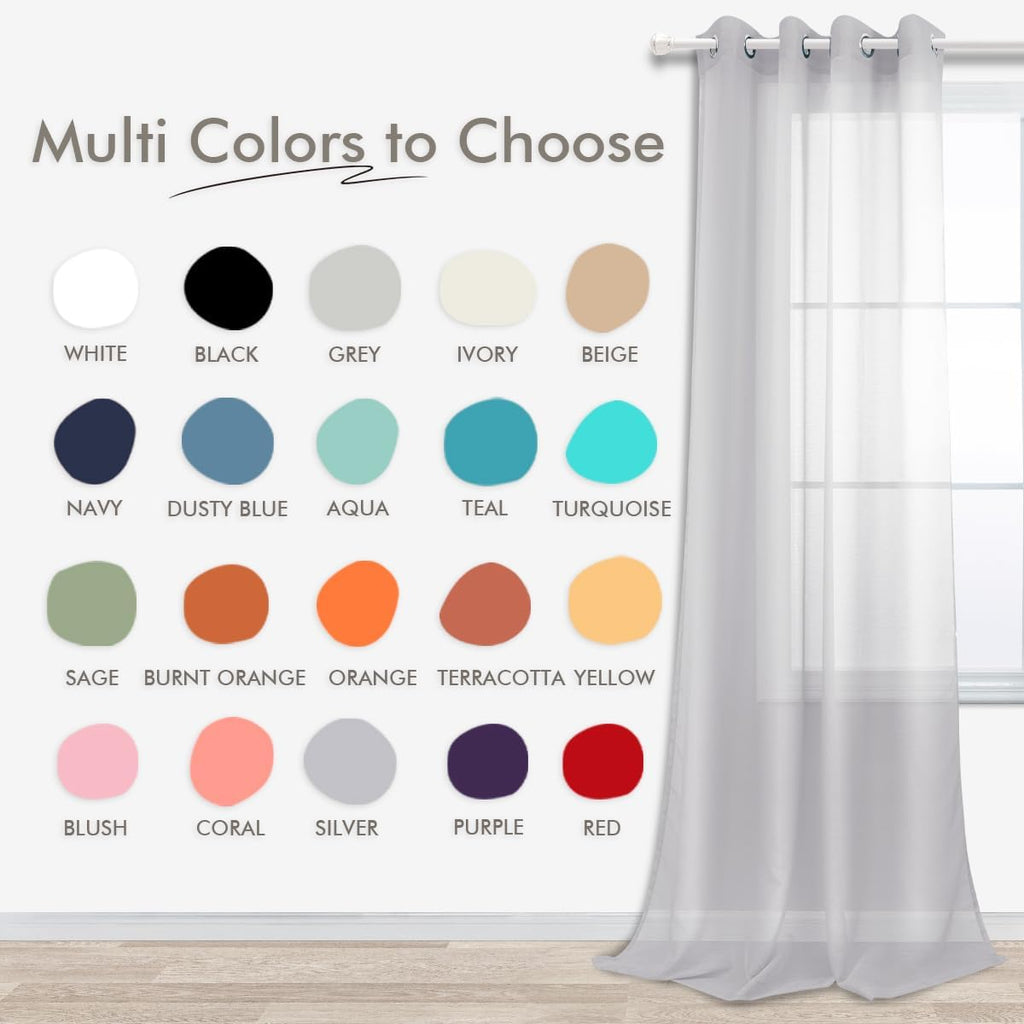 Silver Sheer Curtains, Luxury Curtain for Living Room Bedroom, Light Grey Grommet Backdrop Curtains for Party, 52 X 84 Inch Length, 2 Panels Set, Gray