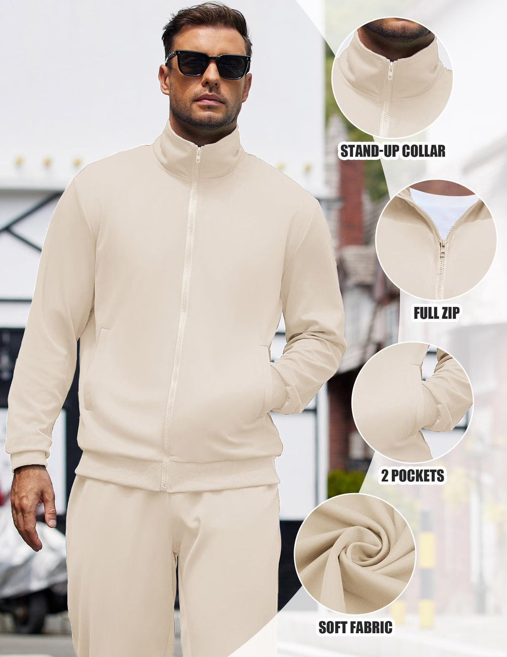 Mens Jogger Sets Casual Full Zip Jogging Sweat Suit Workout Sports Set Sportswear Gym Track Suit