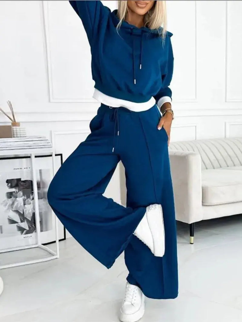 Hoodie and Drawstring Trousers Lounge Set for Women