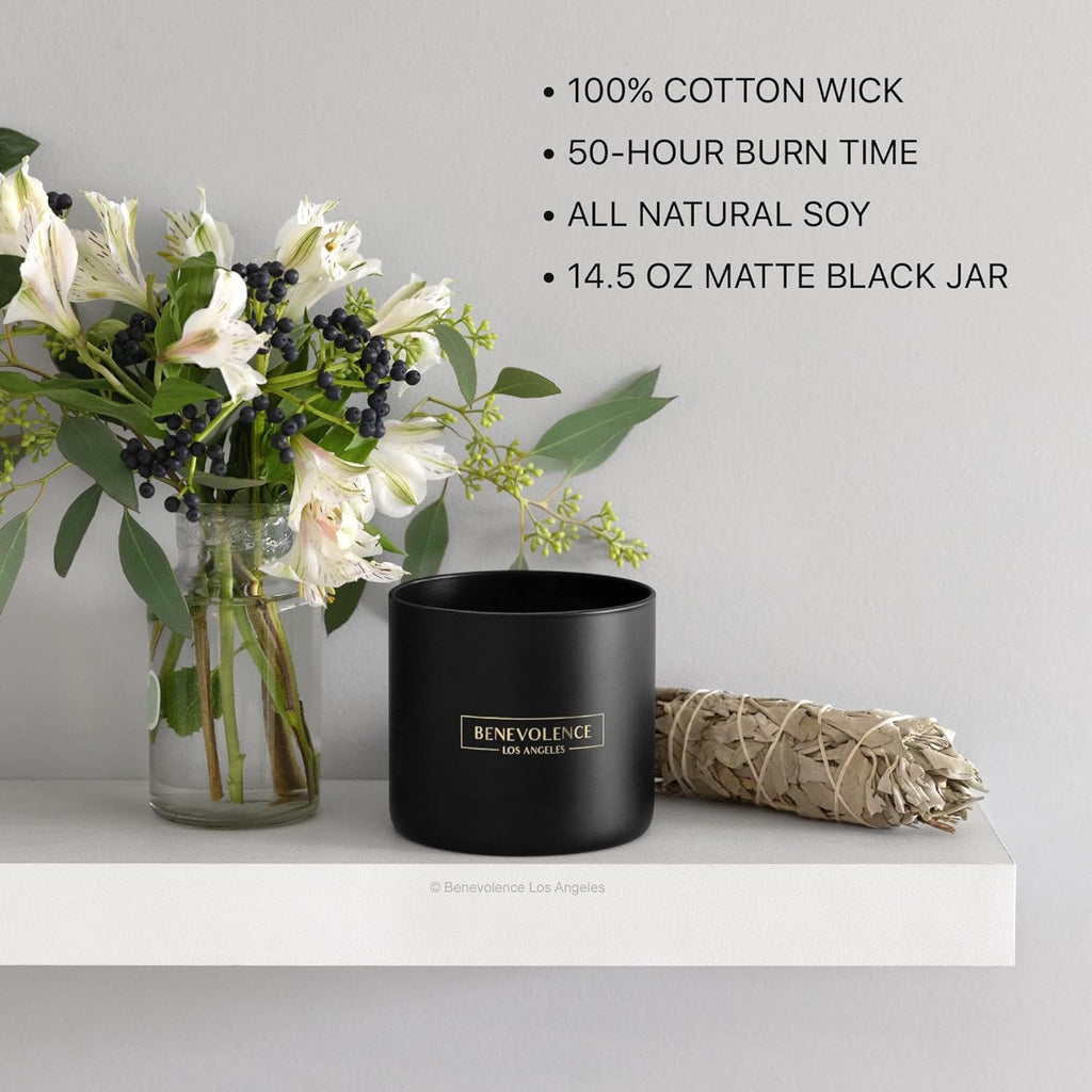 Premium Bergamot & Jasmine Large 3-Wick Scented Candle – 45-Hour Burn – Luxury Natural Soy Candle for Home – Aromatherapy & Room Decor – 14.5Oz