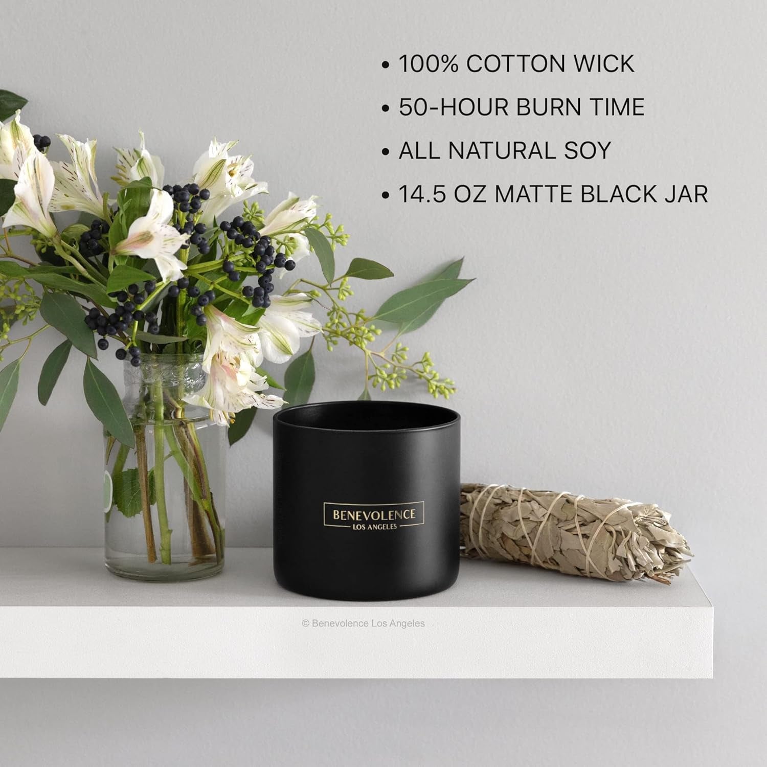 Premium Bergamot & Jasmine Large 3-Wick Scented Candle – 45-Hour Burn – Luxury Natural Soy Candle for Home – Aromatherapy & Room Decor – 14.5Oz