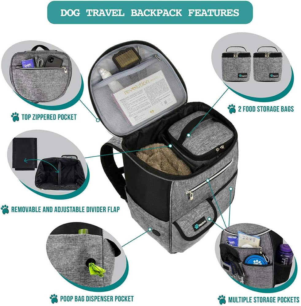 Dog Travel Backpack 27L Airline Approved Pet Supplies Bag, Gray