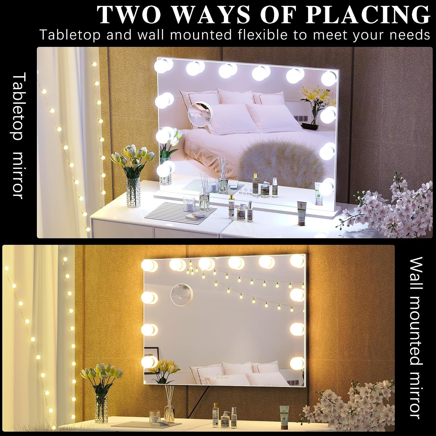 Vanity Mirror with Lights, Touch Control, 28.3 X 21.3 Inch White