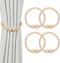 Magnetic Curtain Tiebacks, 4 Pack Wood Bead Curtain Holdbacks