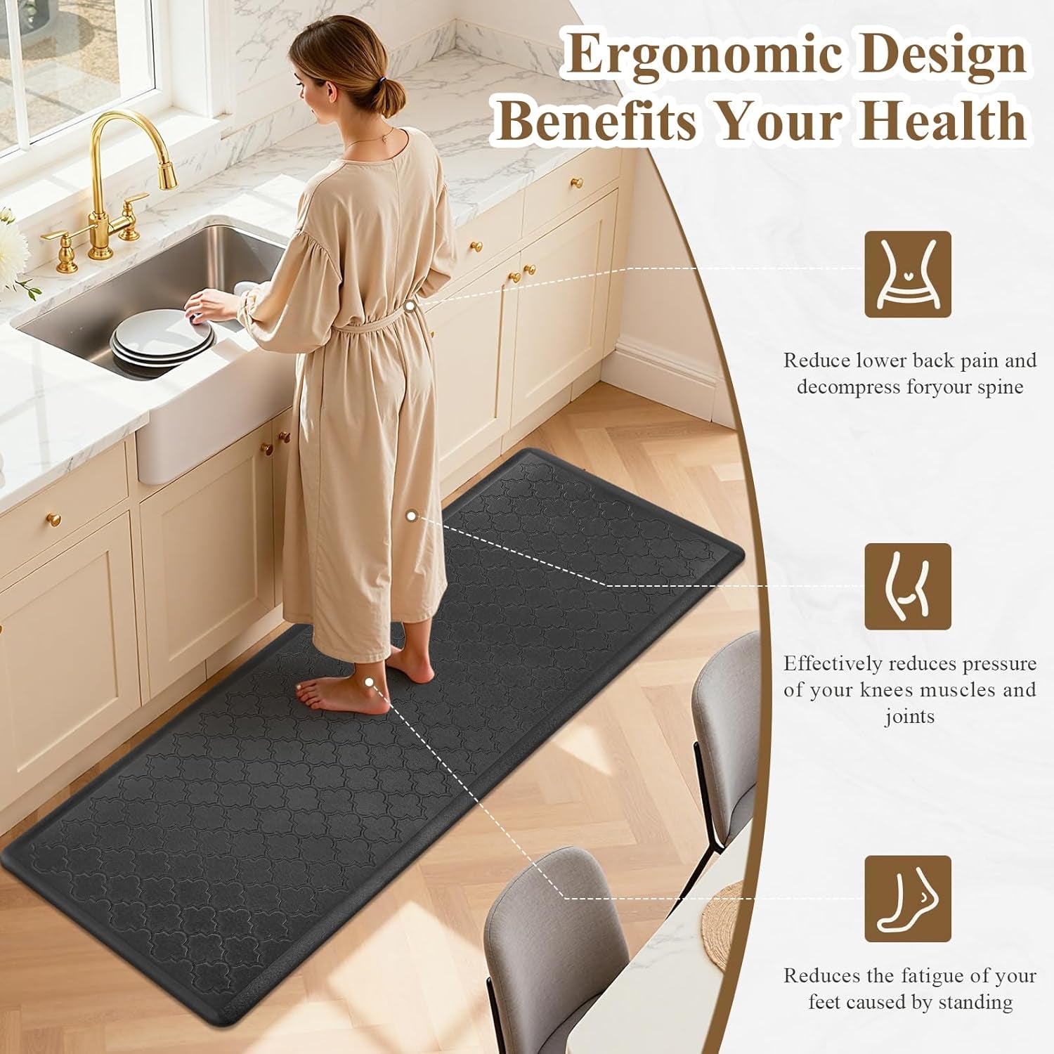 anti Fatigue Kitchen Mats for Floor 20"X60", Cushioned Standing Mat