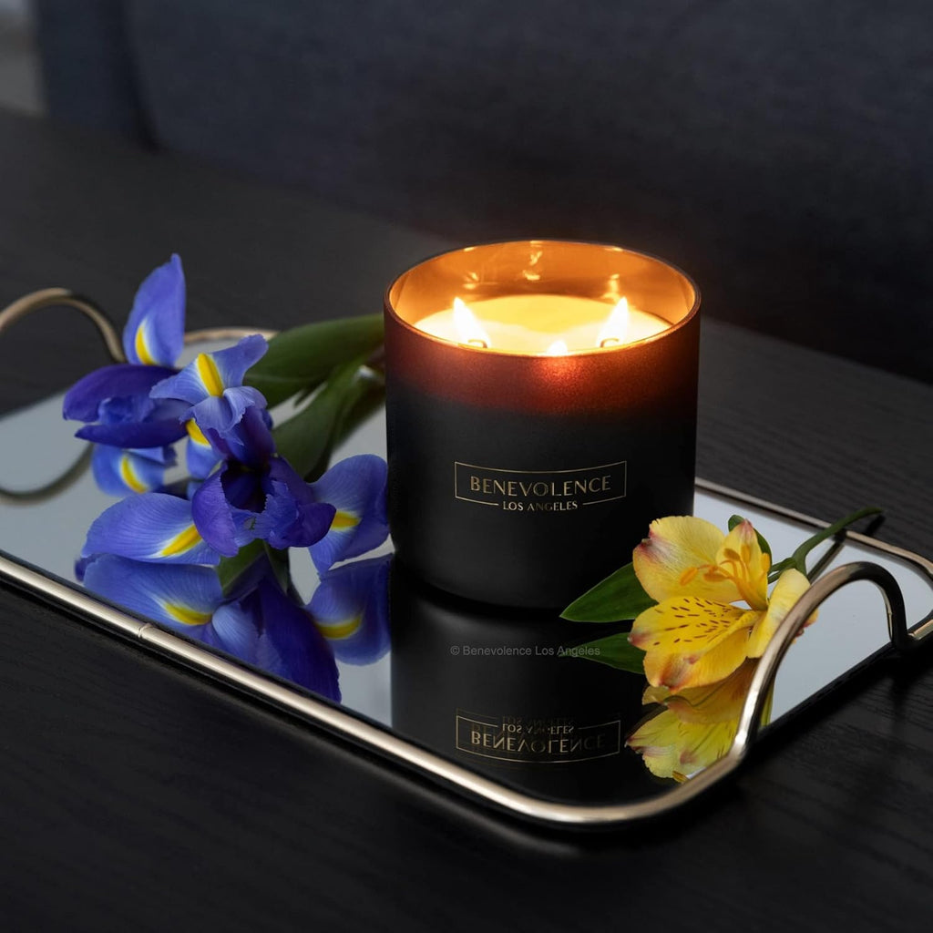 Premium Bergamot & Jasmine Large 3-Wick Scented Candle – 45-Hour Burn – Luxury Natural Soy Candle for Home – Aromatherapy & Room Decor – 14.5Oz