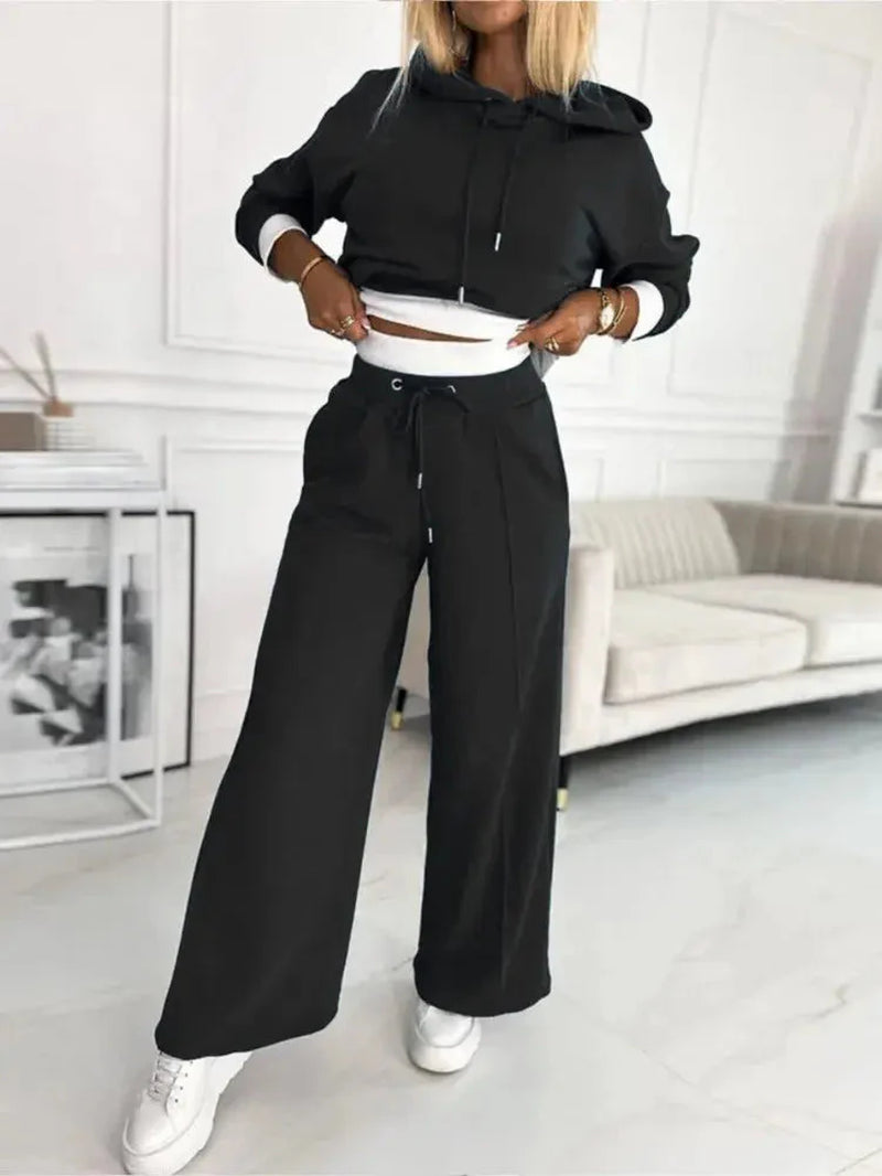 Hoodie and Drawstring Trousers Lounge Set for Women
