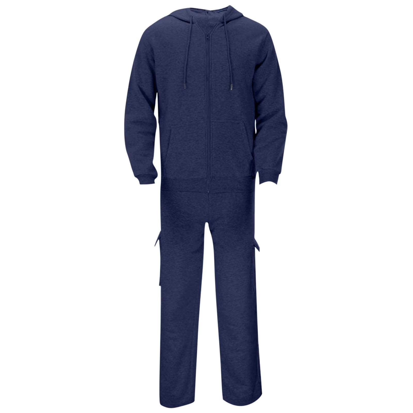 Men'S Track Suit Full Zip Hooded Sweatshirt Sets Matching Wide Leg Cargo Pants 2 Piece Outfit Dark Blue,Xxxl