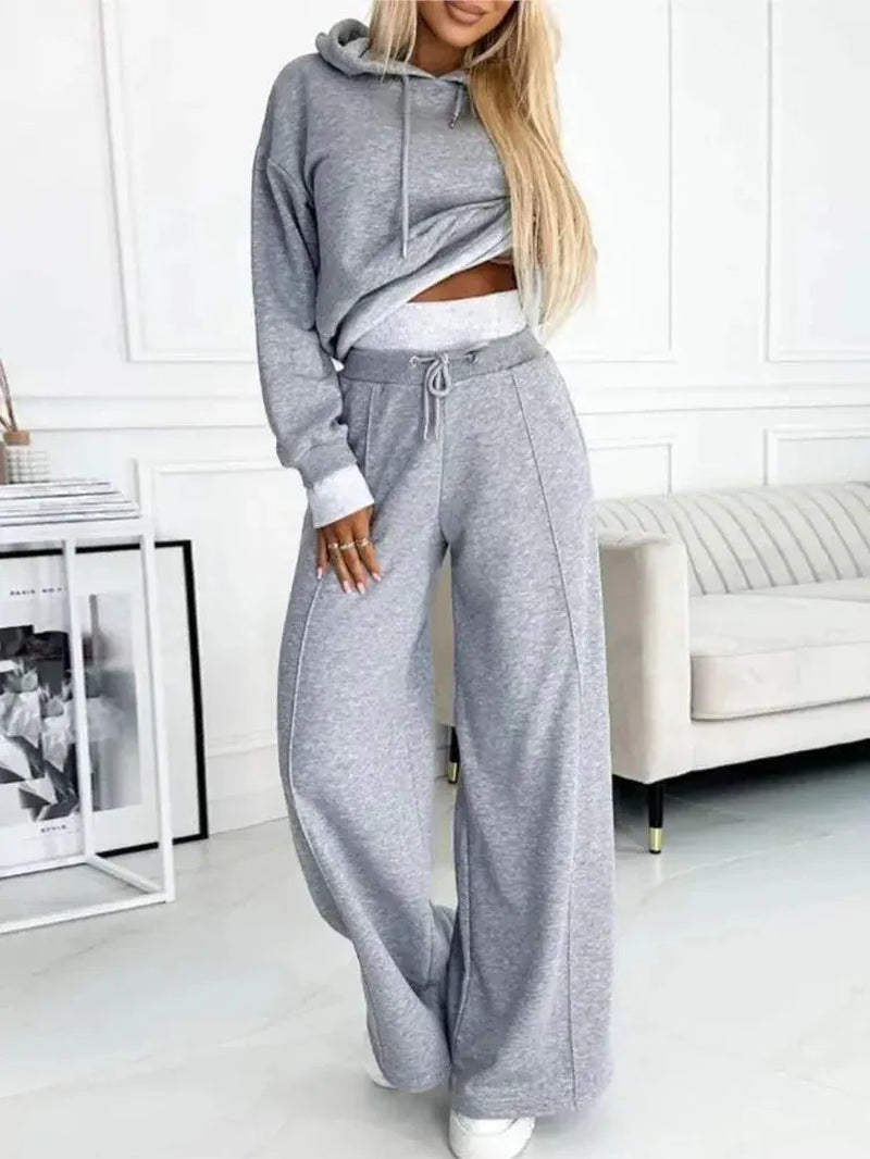 Hoodie and Drawstring Trousers Lounge Set for Women