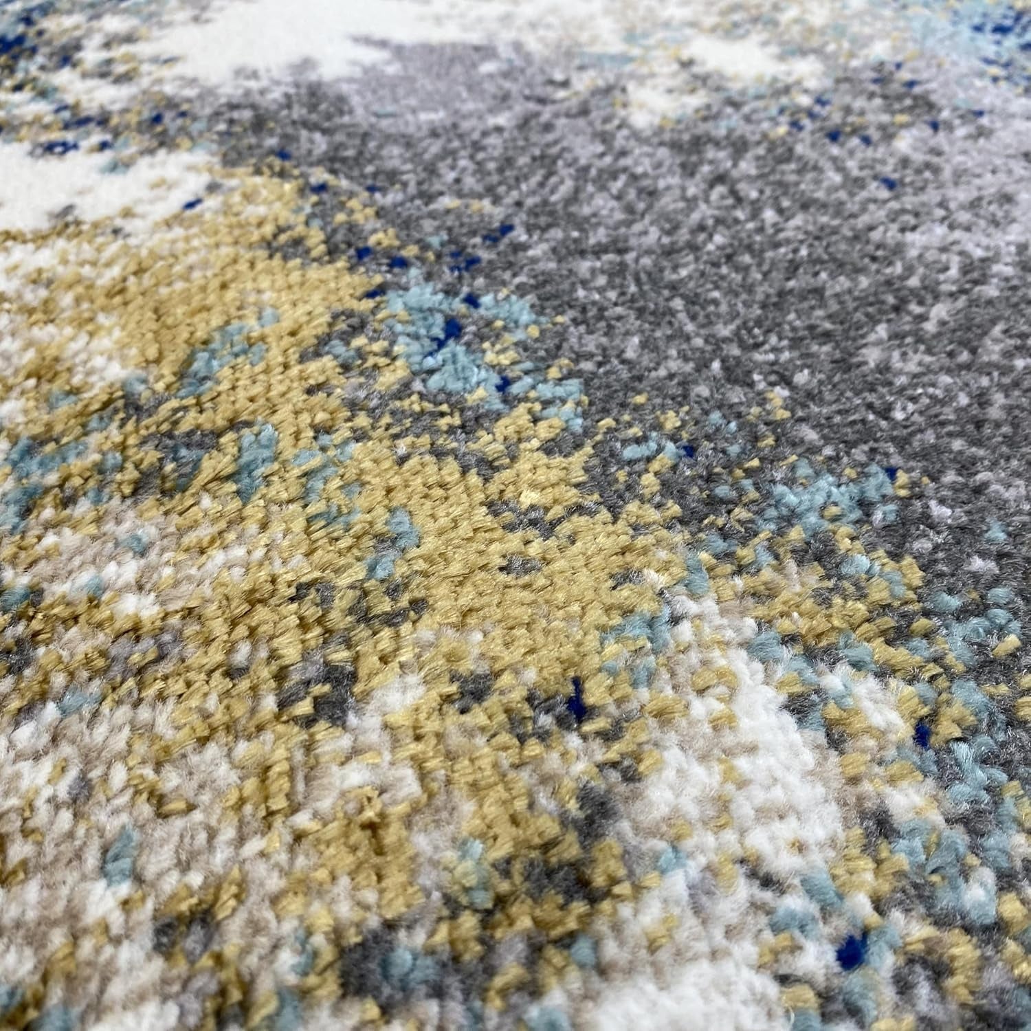 Modern Abstract Medium Pile Area Rug Blue 2X3