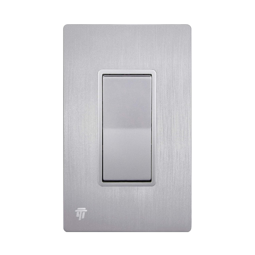Brushed Silver Single Pole Decorator Light Switch, 15A, 1 Pack