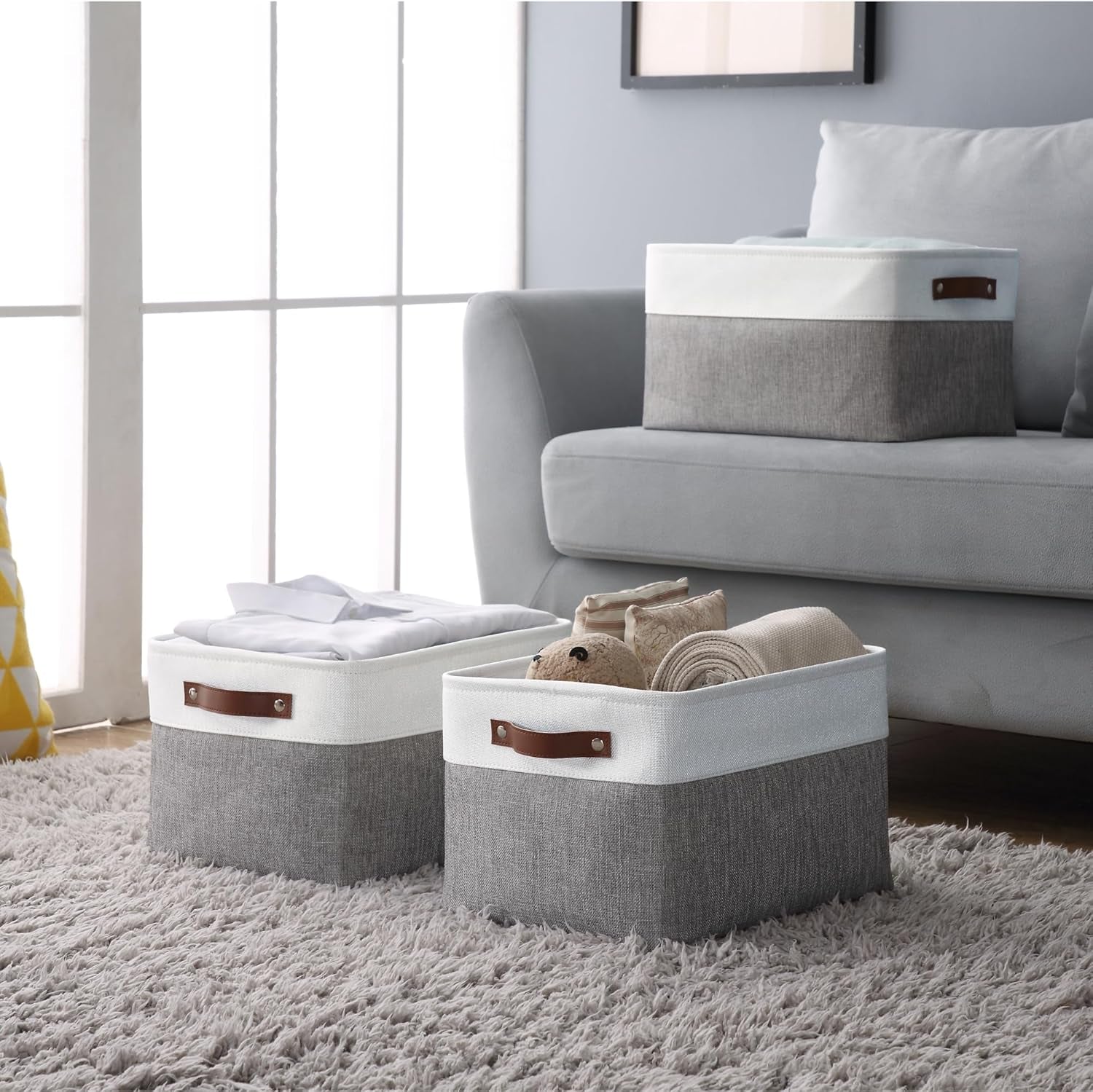 Storage Bins, Large Fabric Storage Baskets for Shelves 4 Pack